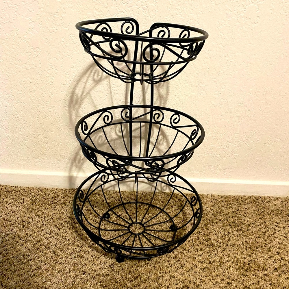 Black iron kitchen organizer.